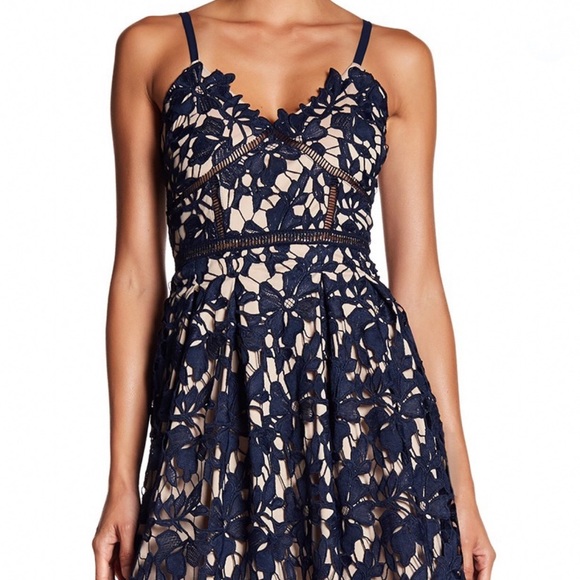 love...ady Dresses & Skirts - 🛍Love...Ady Navy Floral Lace Construction Dress
